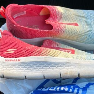 Skechers Go Walk Red and Yellow Athletic Shoes